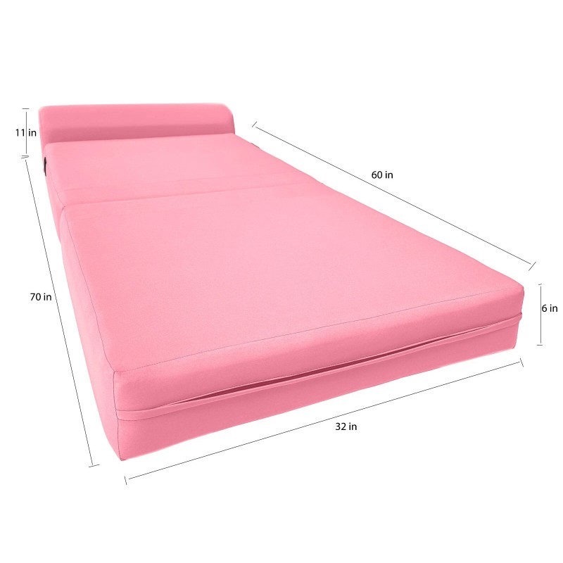 Amfuton Pink Sleeper Chair Folding Foam Beds, Portable Lounger Bed