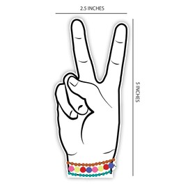 Peace Hand Sign Vinyl Decal Sticker, Victory Sign for Car Window Laptop SUV Trucks, Water Bottle, White, 5" Inch Bumper Sticker