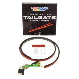 LEDGlow 60" Red TailFlex Tailgate LED Light Bar for Full Size Trucks - Brake, Running, Turn Signals & Hazard Lights - Flexible Waterproof Light Strip - Plug & Play Flat 4 Pin Connector