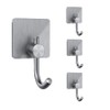 WFNRYIL Robe Hooks for Bathrooms, Stainless Steel Towel Hook, Heavy Duty Adhesive Hook Suitable for Bathroom, Kitchen, Hotel, Garage (Silver-J, 4)
