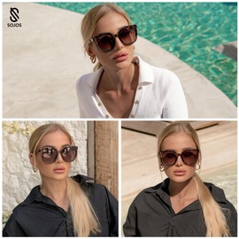 SOJOS Trendy Polarized Sunglasses for Women Classic Retro Square Womens Shade Sunnies SJ2333,Solid Purple Rose