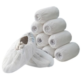 xutong 100 Stück Einweg-Schuhüberzieher aus Vliesstoff, Schuhüberzieher, Teppichreinigung, Überschuhe für Bodenteppich, wasserdicht, staubdicht, atmungsaktiv und verstellbar, Large, Weiß