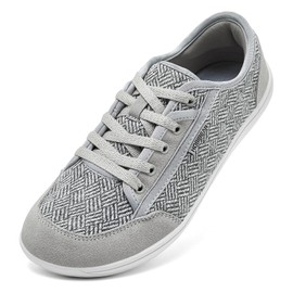 HOBIBEAR Barefoot Shoes for Women Men Zero Drop Sole Wide Toe Box Walking Sneakers Light Grey, 8.5 Wide Women/7.5 Wide Men