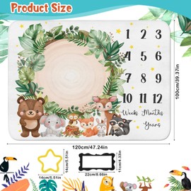 HOWAF Baby Milestone Blanket, Baby Blanket for Newborn New Baby Gifts Boy Girl, Soft Comfortable Baby Mat for Baby Shower Mum To Be Pregnancy Gifts