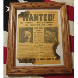 Framed World War Two, WW2 Newspaper. Nazi ADOLF HITLER Wanted Poster, 1939