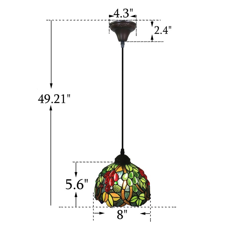 UYYTBPA Pendant Lights, Tiffany Grape Style Stained Glass Hanging lamp,
