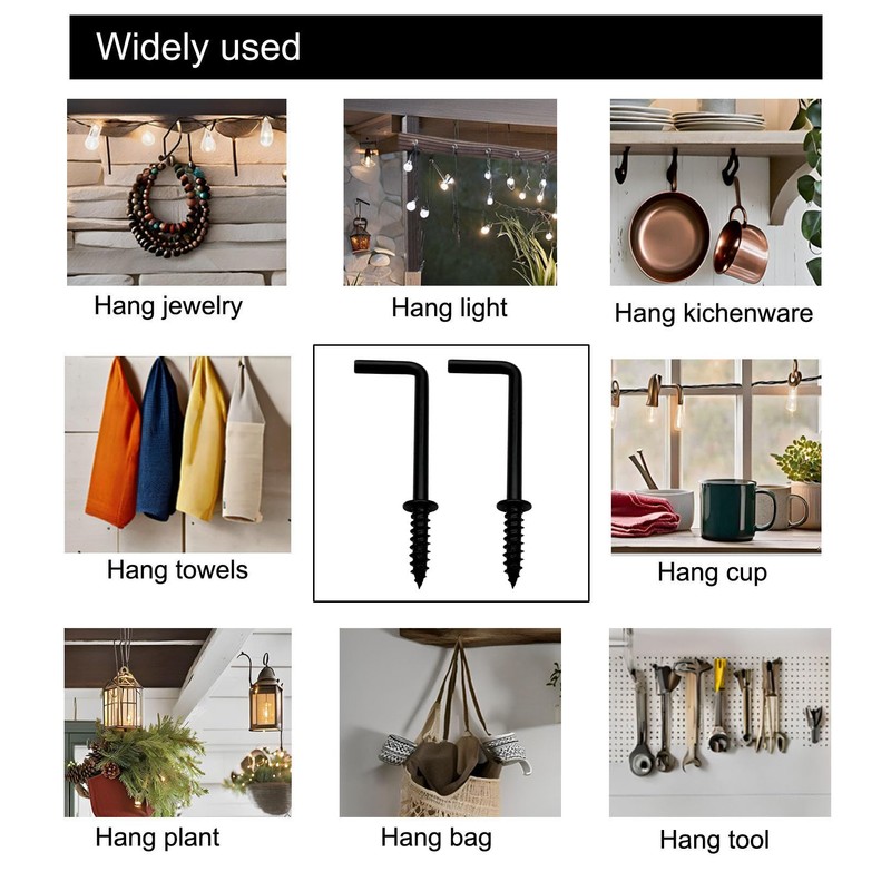 IDEALSV 2 Inch 1 Shape Screw Hooks L Shape Hook