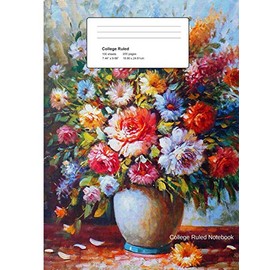 College Ruled Notebook: College Ruled, 8.5 x 11: Floral Oil Painting Design (Trendy Journals)