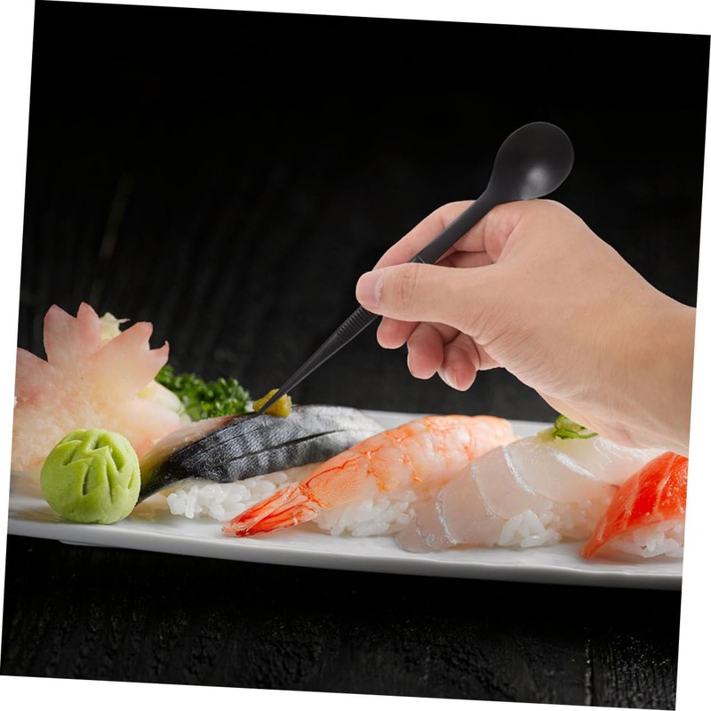 Mobestech 2Pcs Stainless Steel Tasting Spoon and Tweezers Cold Dish