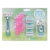 Dorco Eve Women's Hair Removal Set (1 long handle + 1 short handle + 5 razor blades + 3 portable razors + razor case) / 도루코 이브 여성 제모 세트 (롱핸들1 + 숏핸들1 + 면도날 5 + 휴대용면도기3 + 면도기 케이스)