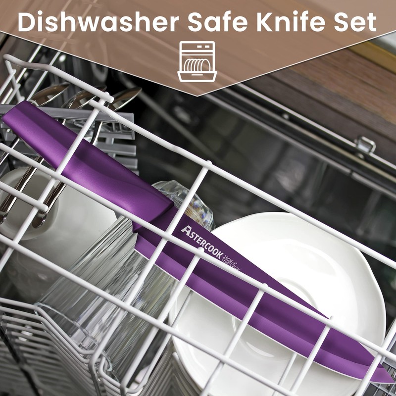 Astercook Knife Set, 12 Pcs Color-Coded Kitchen Knives Set, 6
