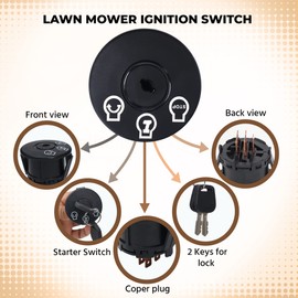 Lawn Mower Ignition Switch 3 Position- Replaces Troy-Bilt, MTD, Craftsman, Cub Cadet Compatible with 925-04228, 725-04228 - Includes 2 Keys