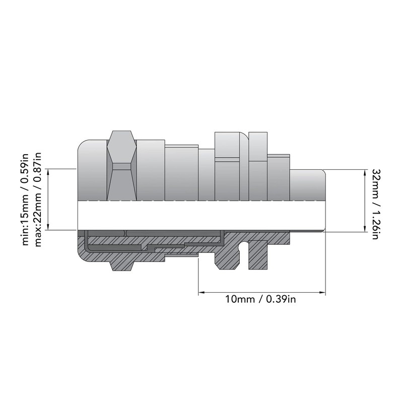Cable Gland Stress Relief IP68 Waterproof Ni Plated Brass Metal