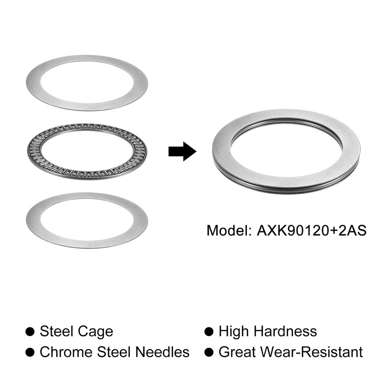 sourcing map AXK90120 Axial Needle Bearing with Washers 90mm Bore