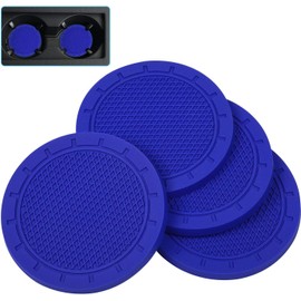 MACHSWON 4 Pack PVC Car Cup Holder Blue Anti Slip Car Coasters Insert Coaster 2.75" Cup Mats Universal Vehicle Interior Accessories