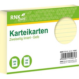Karteikarten Karteikarten A6 liniert gelb 100St