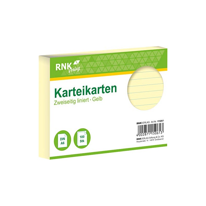 Karteikarten Karteikarten A6 liniert gelb 100St
