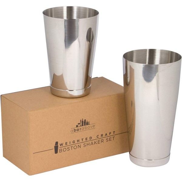 A Bar Above Professional Boston Shakers Set - 18 oz & 28 oz Weighted Cocktail Shaker Set For Bartenders - Pro Bar Shaker Made from Premium Stainless Steel 304. Essential Bar Tools For Drink Making