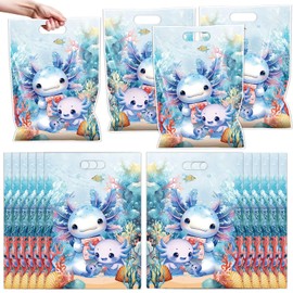 Blue Axolotl Party Favor Bags - 50 Pcs Summer Axolotl Goodie Candy Bags Ocean Amphibian Themed Gift Pack Party Favors Beach Themed Supplies for Birthday Baby Shower Decors