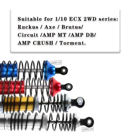 ARRCat RC Shocks Upgrades Parts for Ecx 1/10 2WD Ruckus Axe Brutus Circuit AMP MT AMP DB AMP Crush K&N Torment,4PCS Front Rear Aluminum Big Bore Shocks Full Metal Dampers Hops Up Absorbers,Gold