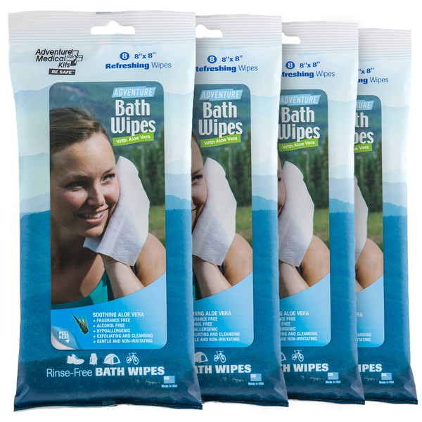 Adventure Medical Kits Adventure Bath Wipes, 8-Count (Pack of 4)