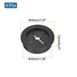 QUARKZMAN Pack of 4 Cable Grommets, 1-3/8 Inch (35 mm) Desk Feed-Through Flexible Rubber Ring Cable Grommet Wire Hole Cover for Office Computer Desk Cable Organiser, Black