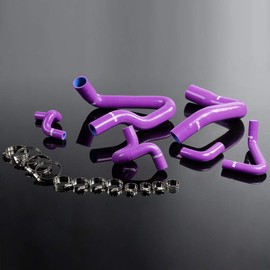 PIT66 Silicone Radiator Hose Kit Compatible with 1986-1993 Ford Mustang GT LX 5.0L Purple