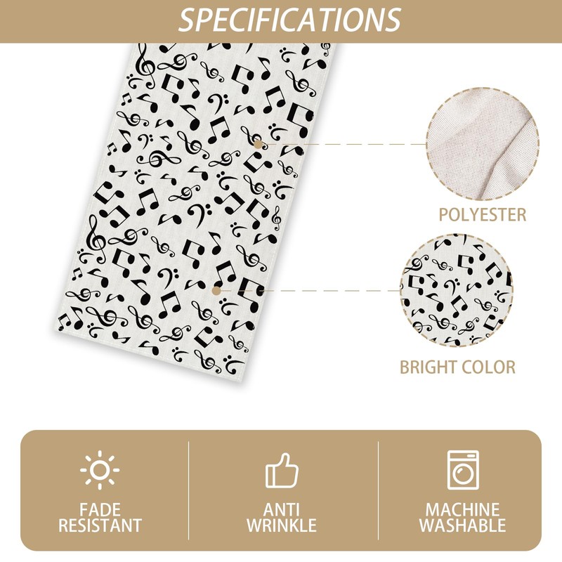 Musical Notes Table Runner Black and White Musical Notes Tablecloth
