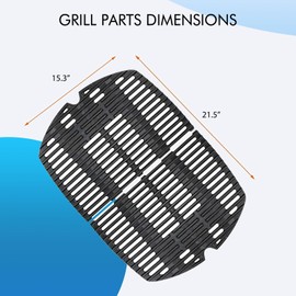 Shengyongh CC7645 (2-Pack) 21.5 x 15.3 inches Cast Iron Cooking Grid Grates Replacement for Weber Q200 Series, Q2000 Series, Q2200, Q2400, 53060001 Grill Models, Replacement for Weber 7645