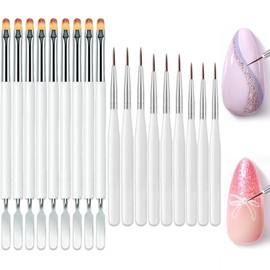 18 PCS Nail Art Brushes Nails Art Liner Brushe 2 in 1 Polymer Gel Dual Ended Tool Pull Line Painted Pen Nails Dotting Tools Set for DIY Gel Nail Extension Nail Professional Painting Drawing