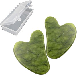 2 Pieces Body Gua Sha Tools, Robustness Stone Gua Sha Facial Tools for Jawline Sculpting and Puffiness Reducing, Facial Massager Tool, Green