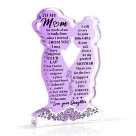 Mothers Day Ideas Gifts for Mum, Best Mum Gifts from Daughter - Acrylic Plaque Birthday Gift for Mum, Touching Sayings Engraved Mum Gifts for Birthday Christmas, Mother Gift from Daughter