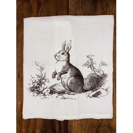 Tea Towel | Vintage Rabbit | Easter | Spring Bunny Hare | Dish Towel | Farmhouse Decor