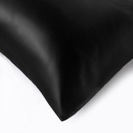 TREELY Satin Body Pillowcase for Hair and Skin, Silky Satin Body Pillow Cover 20x48 inches Body Pillow Case with Envelope Closure, Black
