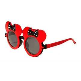 Snow Abonci - Kids Mouse Ear Round Flip Out Sunglasses (Red/Black Bows)