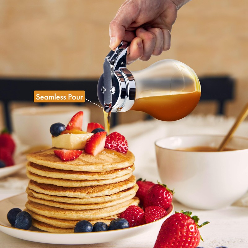 EHOMEA2Z Commercial-Grade Tempered Glass Honey Dispenser, 14 Ounce Honey Jar