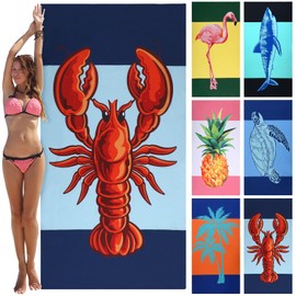 6 Pack Oversized Beach Towel Bulk 35 x 70 Inches Microfiber Beach Towels for Adults Extra Large Pool Towels Quick Dry Swim Towels Bulk Thick Plush Cabana Towel for Summer Bath Adults (Fruit, Animal)