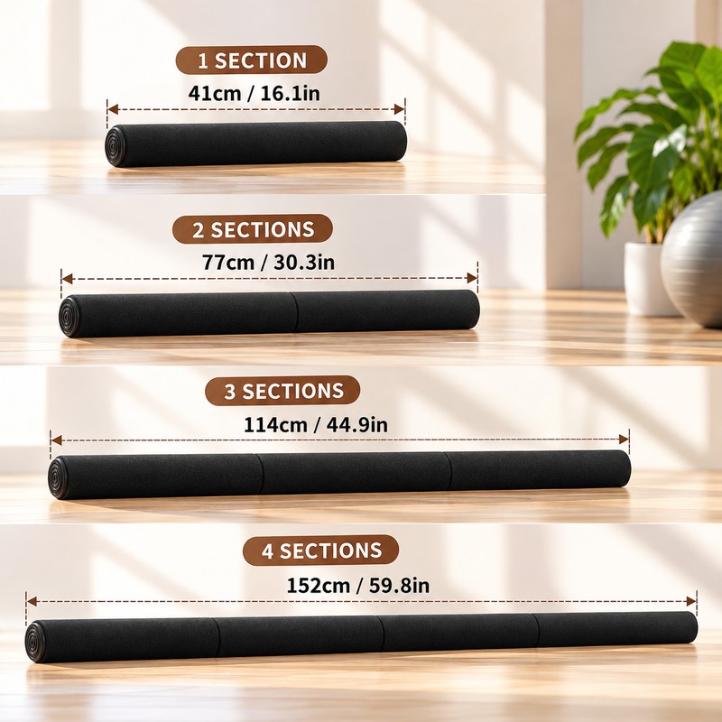 Adjustable Yoga Stretching Stick for Home Workouts – 4-Section Metal
