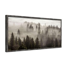 ARTISTIC PATH Foggy Forest Canvas Wall Art: Landscape Mountain Artwork Photographic Print Pictures for Bedrooms (40" W x 20" H,Multi-Sized)