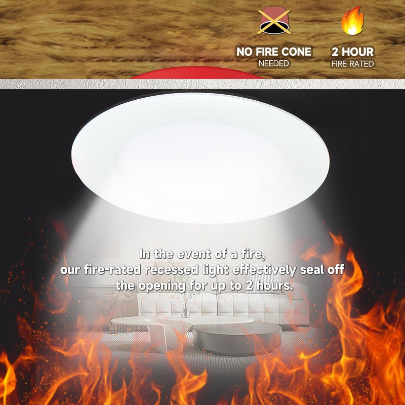 CycevSun 6 Pack Fire Rated Recessed Light 2 Hours, 4
