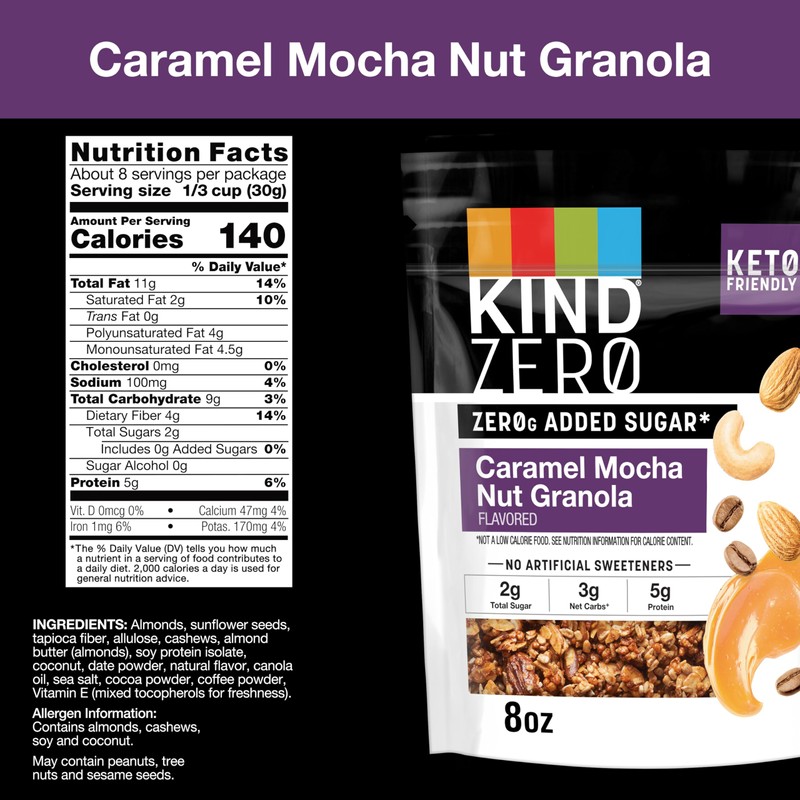 KIND Zero Added Sugar Keto Granola, Caramel Mocha Nut, Good