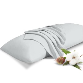 Body Pillow Cover 100% Egyptian Cotton Hotel Quality 1-Pieces Body Pillow Cover Premium 500 Thread Count Body Pillowcase Zipper Closure Silver Grey, Body 20x60