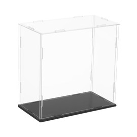sourcing map Acrylic Clear Display Case for Collectibles Self-Assemble Display Boxes, Black Base Dustproof Countertop Storage Box for Collectibles Action Figures, 7.9 x 3.9 x 7.9 Inch
