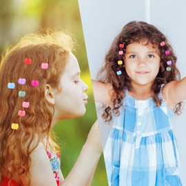 Lusofie 100pcs Mini Hair Clips, Rainbow Hair Claw Clips, Plastic Hair Clips for Women Girls, Mini Size for Thin Hair, Hair Braids Maker Beads, 100 Pcs