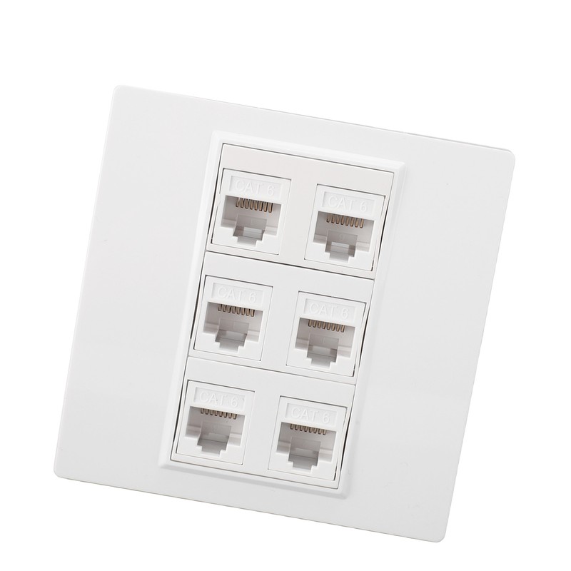 6 Port Cat 6 Ethernet Wall Plate Removable Female to