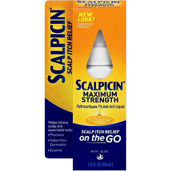 Scalpicin Maximum Strength Scalp Itch Liquid Treatment- For Relief From Itchy Scalp, Psoriasis, Eczema & Seborrheic Dermatitis With Hydrocortisone & Aloe Vera, 1.5 oz (Pack of 12)