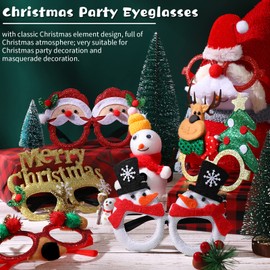 24 Pcs Christmas Glasses Frame Glitter Christmas Party Favor Novelty Holiday Eyewear Xmas Funny Photo Booth (Fresh Style)
