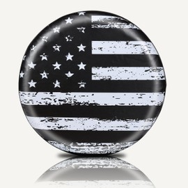 MOONET Spare Tire Cover for RV Trailer,Waterproof Leather Wheel Cover with American Flag Fit for Truck,Trailer,RV,SUV,Camper and Most Vehicle 15" Black-White (for Tire Diameter 27-29 inch)
