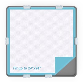 TIMOHCR Pee Pad Tray Holder for Dog,Silicone Dog Puppy Pad Holder,24" x 24" No Spill Raised Lip High Edge Leak-Proof Mat Holder for Training Pads,Square Potty Trays for Home Floor Protection 6 Clamps