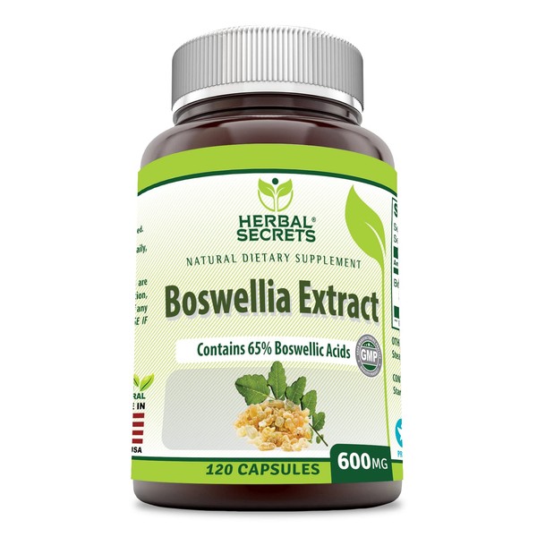 Herbal Secrets Boswellia Serrata Extract (65% Boswellic Acids) 600 mg 120 Capsules Supplement - Non-GMO - Gluten Free